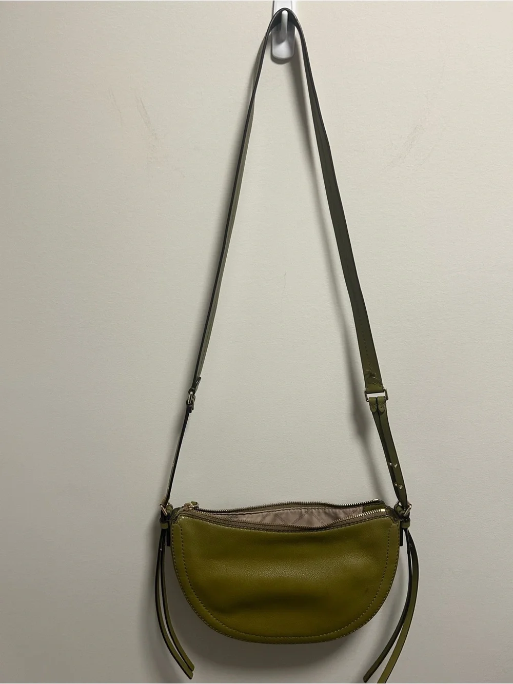 Michael Kors Olive Green Leather Crossbody Bag